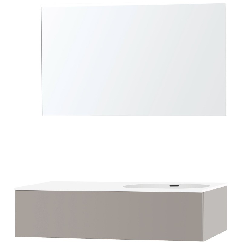 Meuble puro solo gris asymètrique 120 droite 1 tiroir xonyx miroir