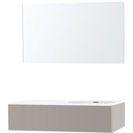 Meuble puro solo gris asymètrique 120 droite 1 tiroir xonyx miroir