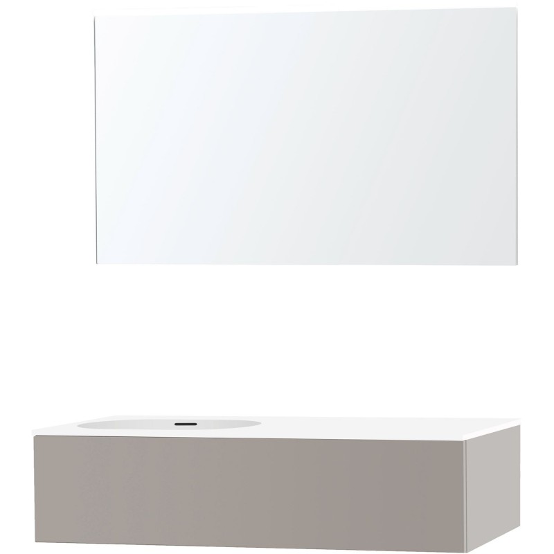 Meuble puro solo gris asymètrique 120 gauche 1 tiroir xonyx miroir