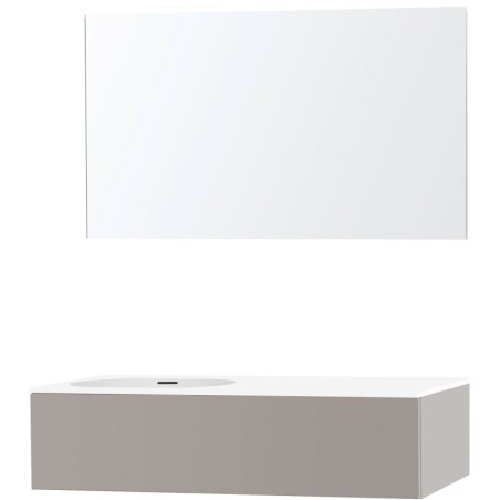 Meuble puro solo gris asymètrique 120 gauche 1 tiroir xonyx miroir