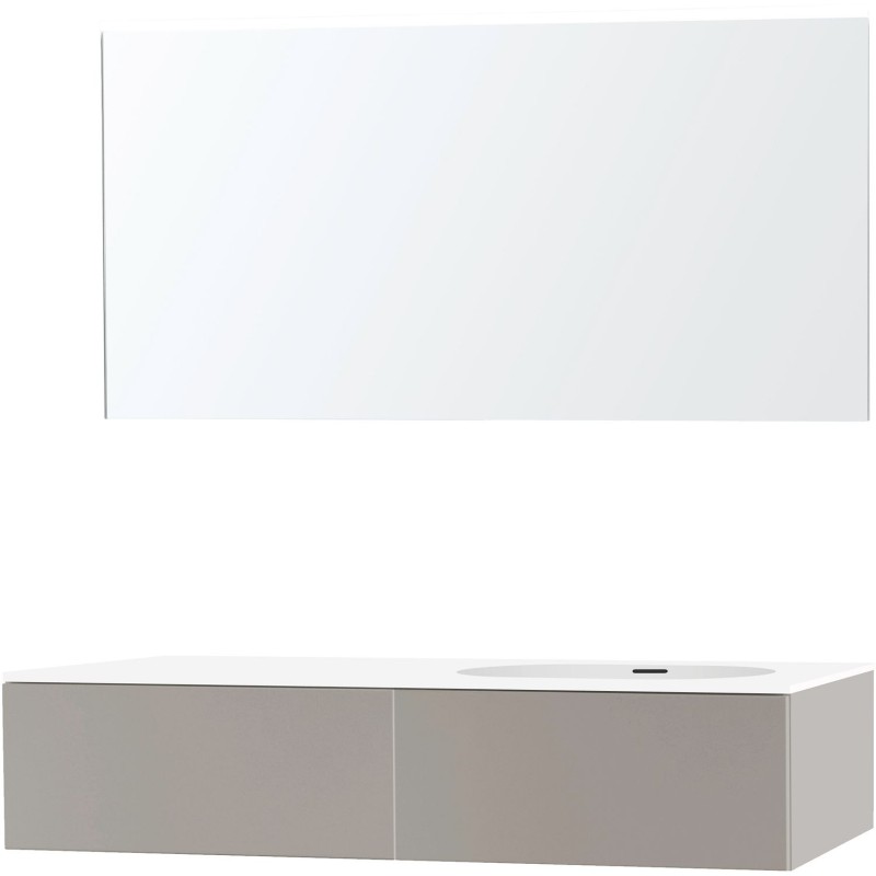 Meuble puro solo gris asymètrique 140 droite 1 tiroir xonyx miroir