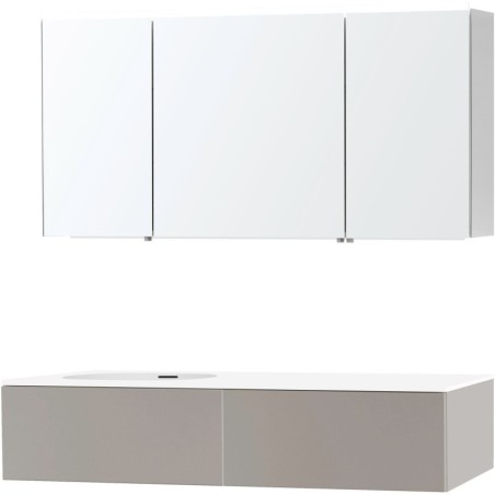Meuble puro solo gris asymètrique 140 gauche 1 tiroir xonyx armoire toilette