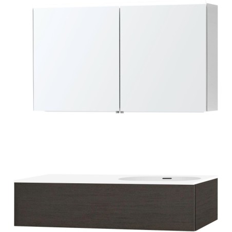 Meuble puro solo wenge asymétrique 120 droite 1 tiroir xonyx armoire toilette