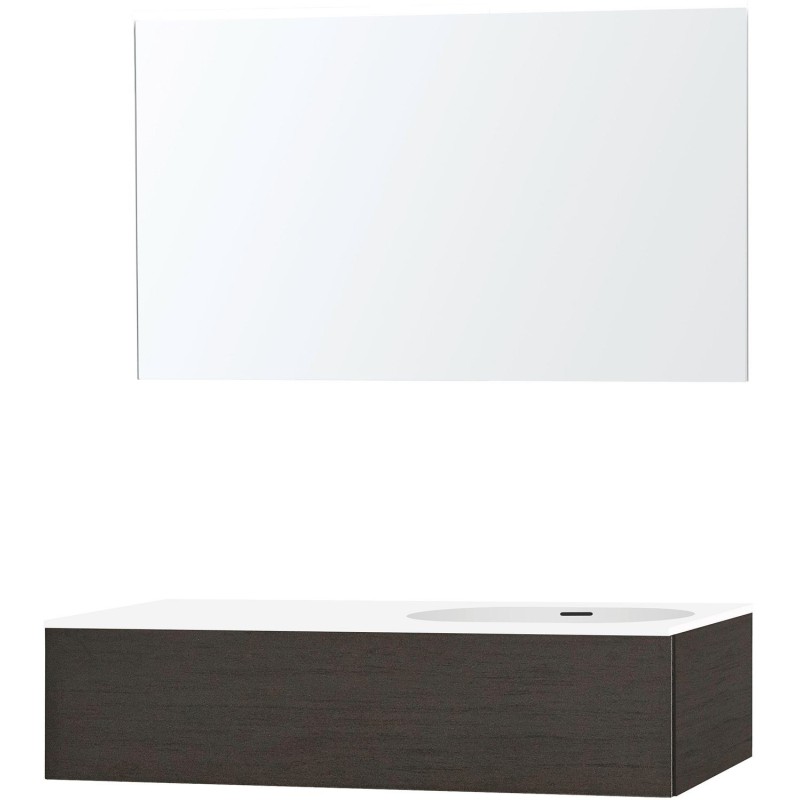 Meuble puro solo wenge asymétrique 120 droite 1 tiroir xonyx miroir