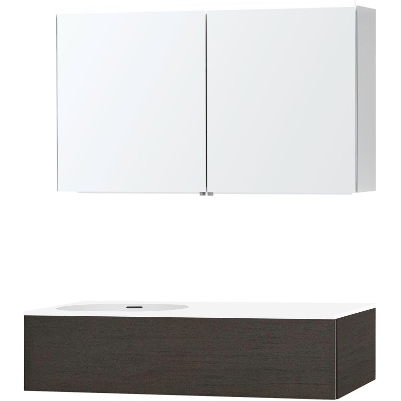 Meuble puro solo wenge asymétrique 120 gauche 1 tiroir xonyx armoire toilette