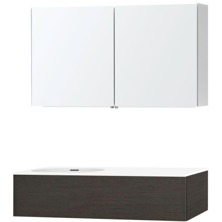 Meuble puro solo wenge asymétrique 120 gauche 1 tiroir xonyx armoire toilette