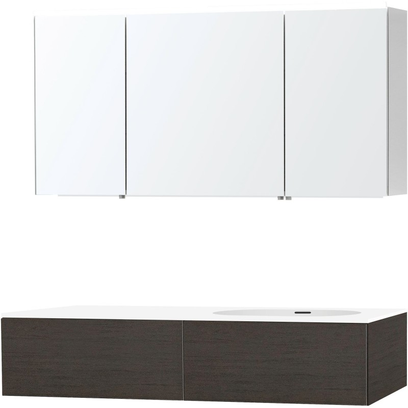 Meuble puro solo wenge asymétrique 140 droite 1 tiroir xonyx armoire toilette