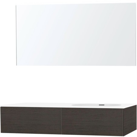 Meuble puro solo wenge asymétrique 140 droite 1 tiroir xonyx miroir