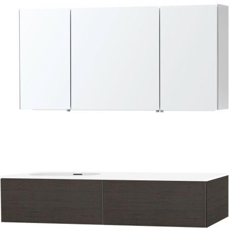 Meuble puro solo wenge asymétrique 140 gauche 1 tiroir xonyx armoire toilette