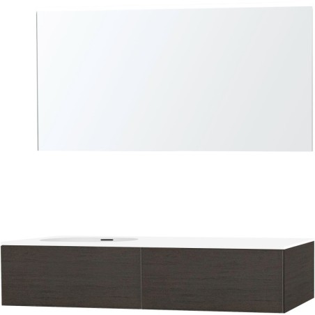 Meuble puro solo wenge asymétrique 140 gauche 1 tiroir xonyx miroir