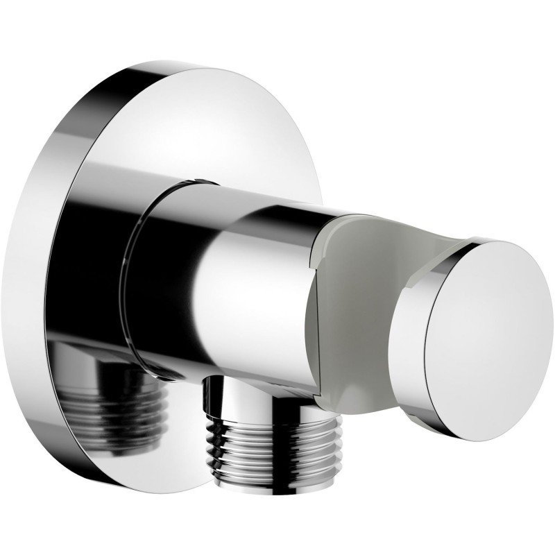 Nobili coude de raccord+porte douche à main universel rond 1/2" chrome