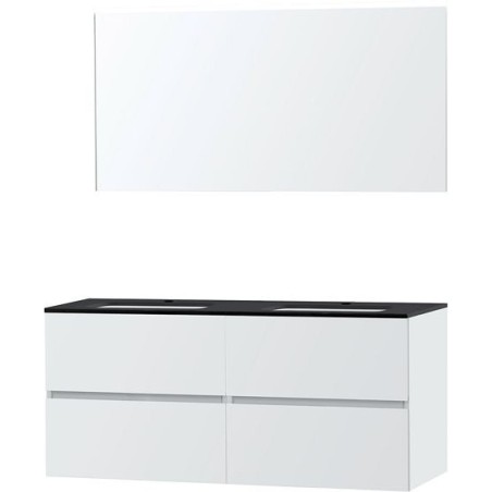 Meuble Molto 140 bleue belge avec miroir coloris poudre blanc