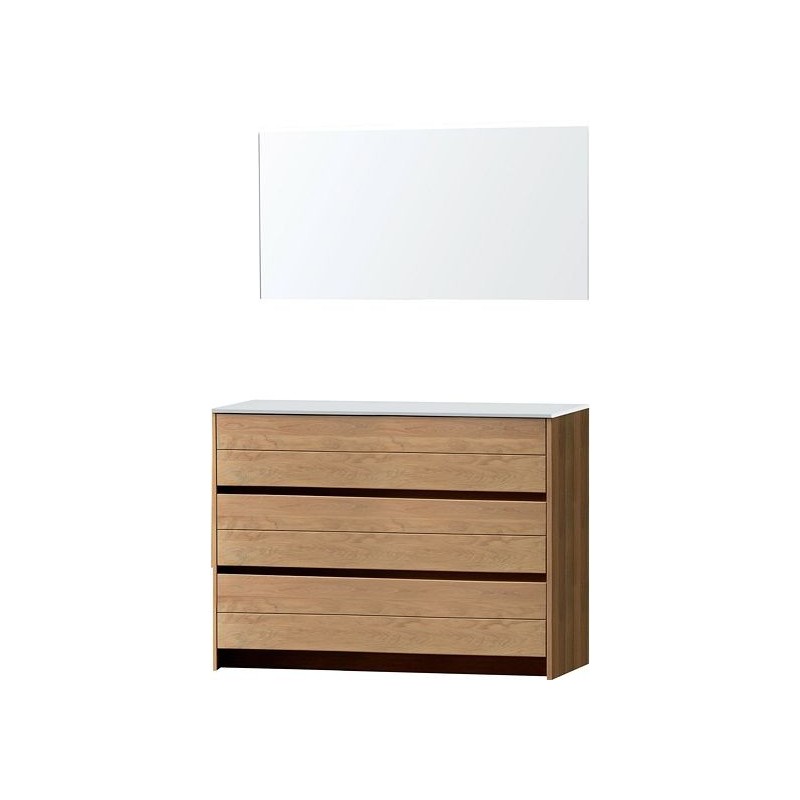 Meuble Molto duo 140 pour lavabo à poser solid avec miroir coloris chêne massif