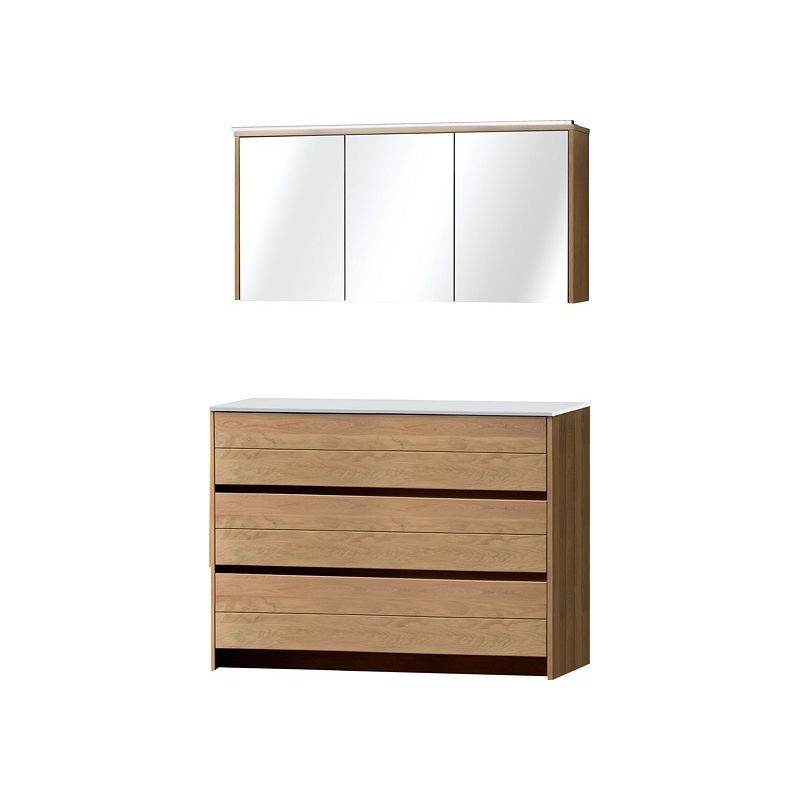 Meuble Molto duo 140 pour lavabo à poser solid avec armoire de toilette coloris chêne massif