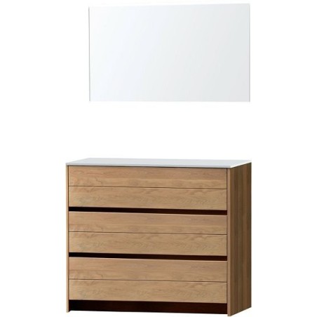 Meuble Molto duo 120 pour lavabo à poser solid avec armoire de toilette coloris chêne massif