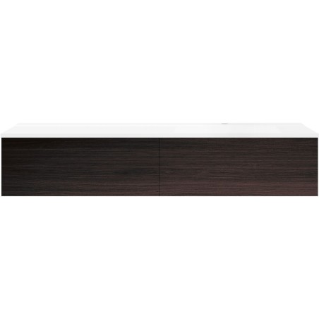 Sous meuble Coffee 2 tiroirs 160 chêne décor moka + lavabo droite blanc