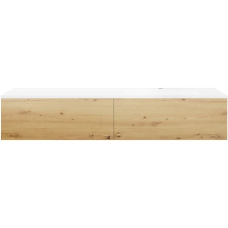 Sous meuble Coffee 2 tiroirs 160 chêne décor urban + lavabo droite blanc