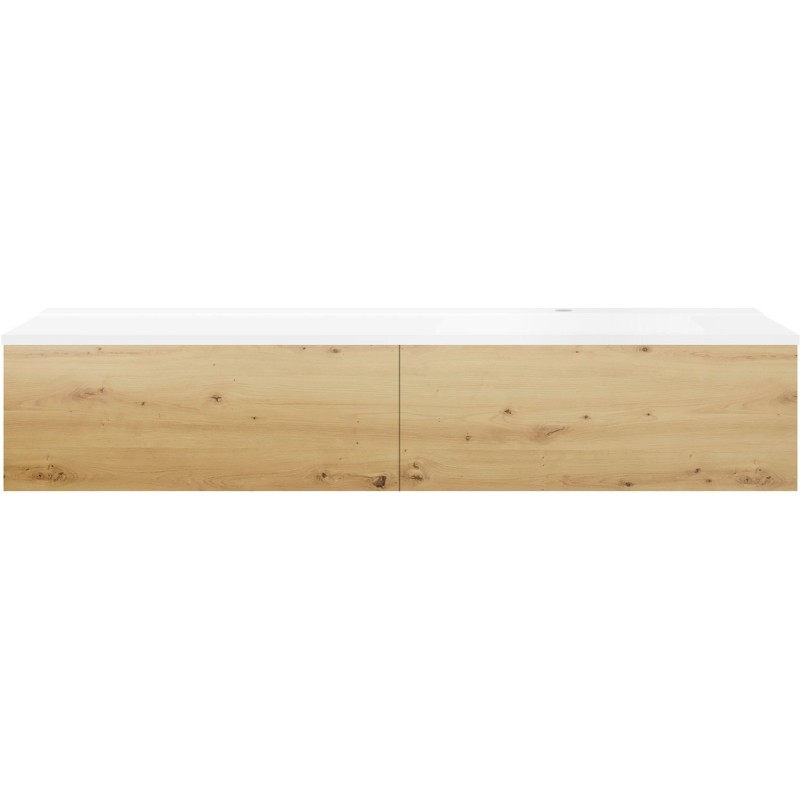 Sous meuble Coffee 2 tiroirs 160 chêne décor urban + lavabo droite blanc mat