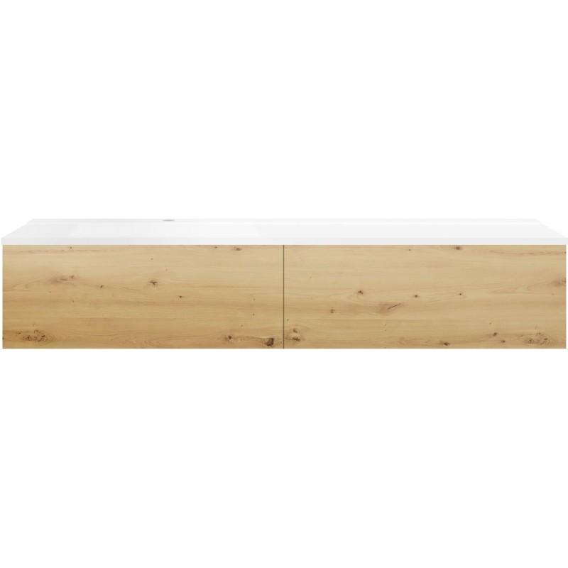 Sous meuble Coffee 2 tiroirs 160 chêne décor urban + lavabo gauche blanc mat