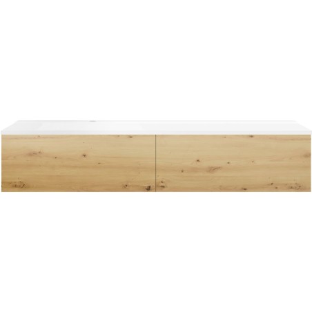 Sous meuble Coffee 2 tiroirs 160 chêne décor urban + lavabo gauche blanc mat