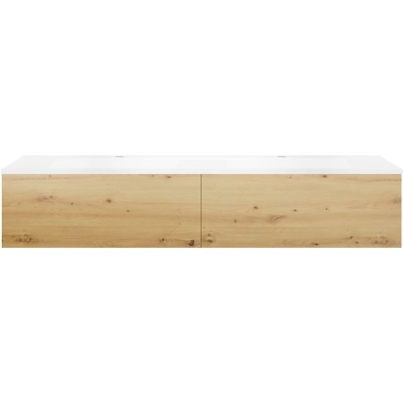 Sous meuble Coffee 2 tiroirs 160 duo chêne décor urban +double lavabo blanc