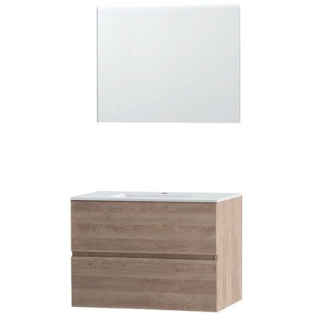 Meuble Molto coloris chêne naturel 90 porcelaine avec miroir