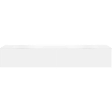 Sous meuble Coffee 2 tiroirs 180 duo blanc mat +double lavabo blanc