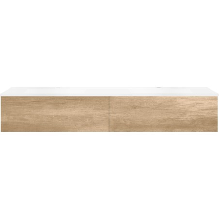 Sous meuble Coffee 2 tiroirs 180 duo chêne décor cachmire +double lavabo blanc mat