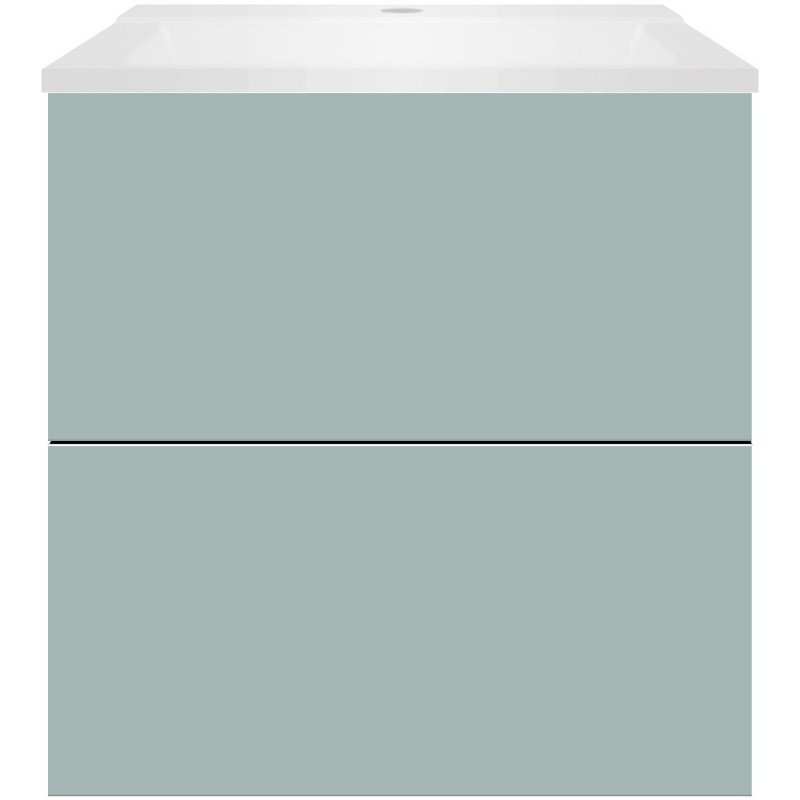 Sous meuble Coffee 2 tiroirs 60 bleu azur doux mat+lavabo blanc