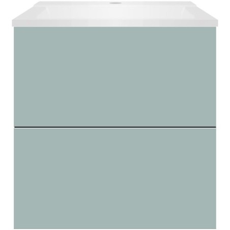 Sous meuble Coffee 2 tiroirs 60 bleu azur doux mat+lavabo blanc mat