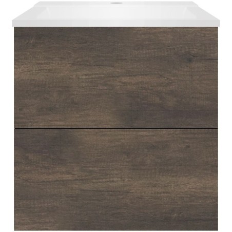 Sous meuble Coffee 2 tiroirs 60 châtaigne+lavabo blanc mat