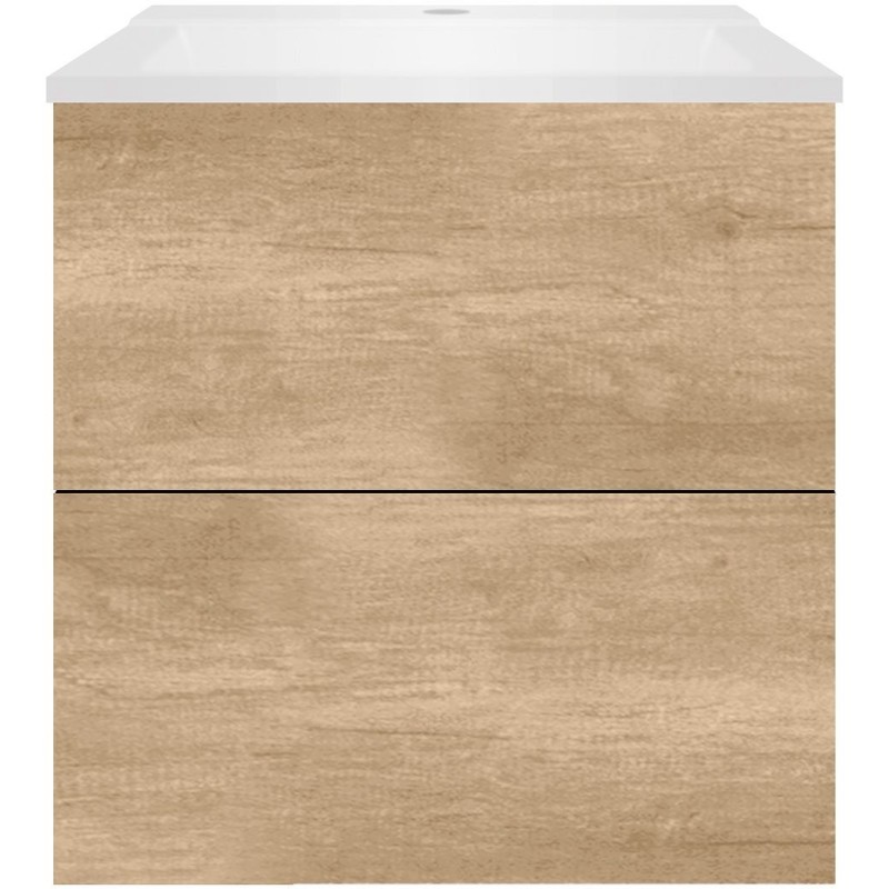 Sous meuble Coffee 2 tiroirs 60 chêne décor cachmire+lavabo blanc