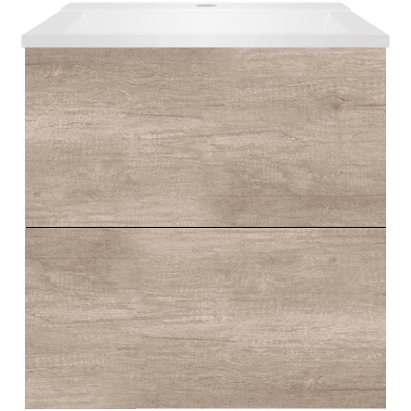 Sous meuble Coffee 2 tiroirs 60 chêne décor flanelle+lavabo blanc