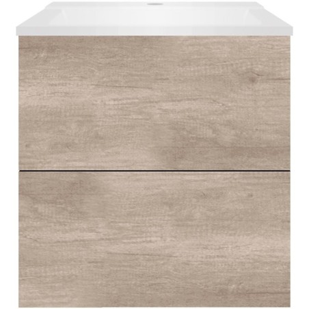 Sous meuble Coffee 2 tiroirs 60 chêne décor flanelle+lavabo blanc