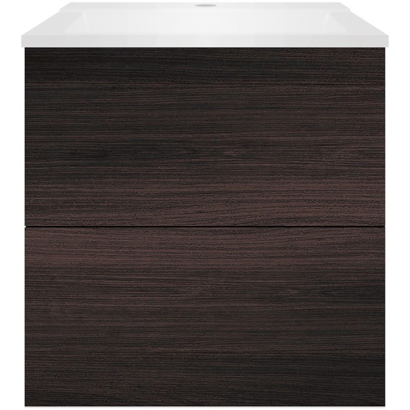 Sous meuble Coffee 2 tiroirs 60 chêne décor mokka+lavabo blanc