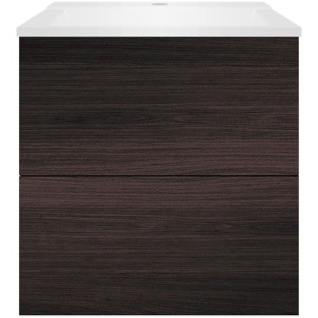 Sous meuble Coffee 2 tiroirs 60 chêne décor mokka+lavabo blanc mat