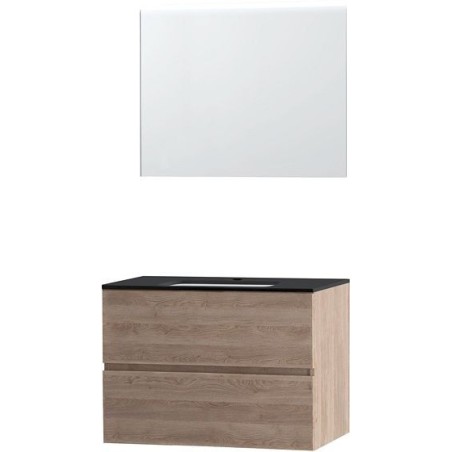 Meuble Molto coloris chêne naturel 90 bleue belge avec miroir