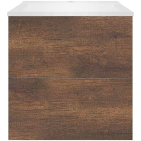 Sous meuble Coffee 2 tiroirs 60 chêne décor rouille+lavabo blanc mat