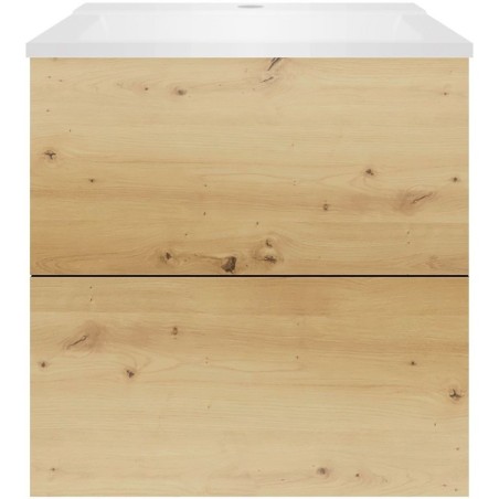 Sous meuble Coffee 2 tiroirs 60 chêne décor urban+lavabo blanc