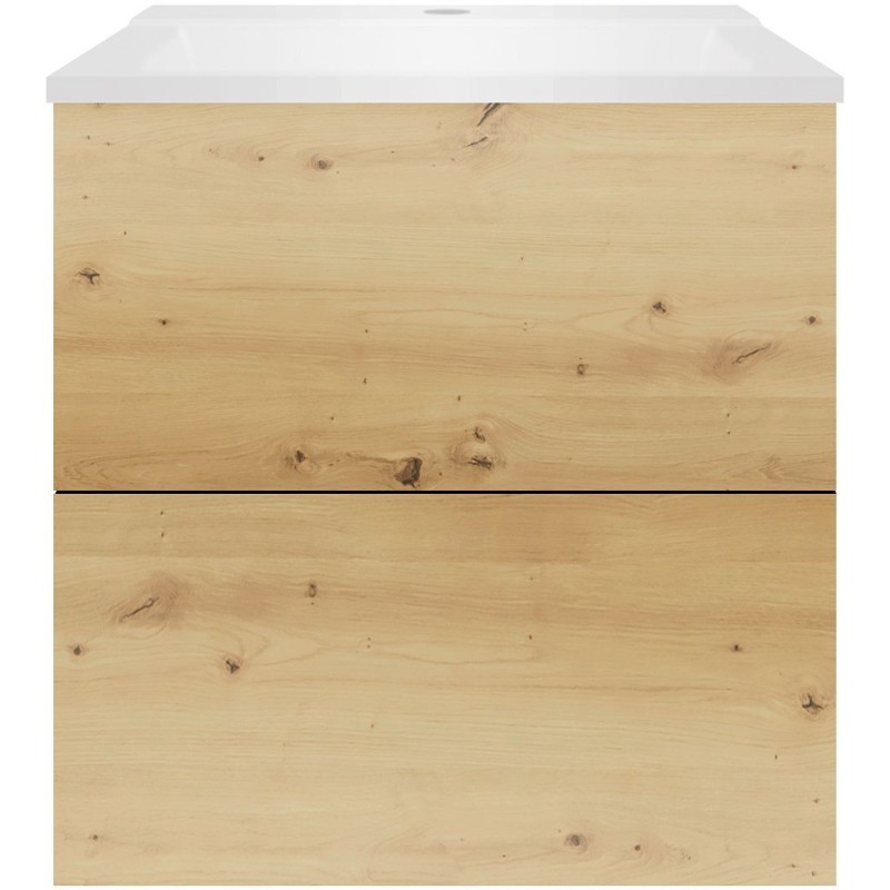 Sous meuble Coffee 2 tiroirs 60 chêne décor urban+lavabo blanc mat