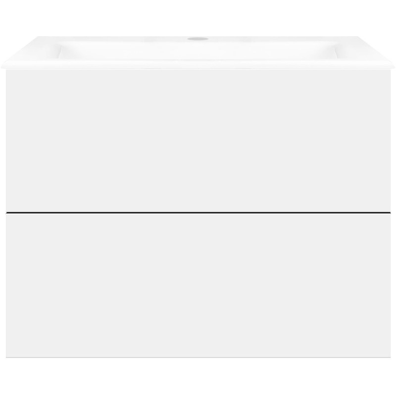 Sous meuble Coffee 2 tiroirs 80 blanc mat +lavabo porcelaine blanc