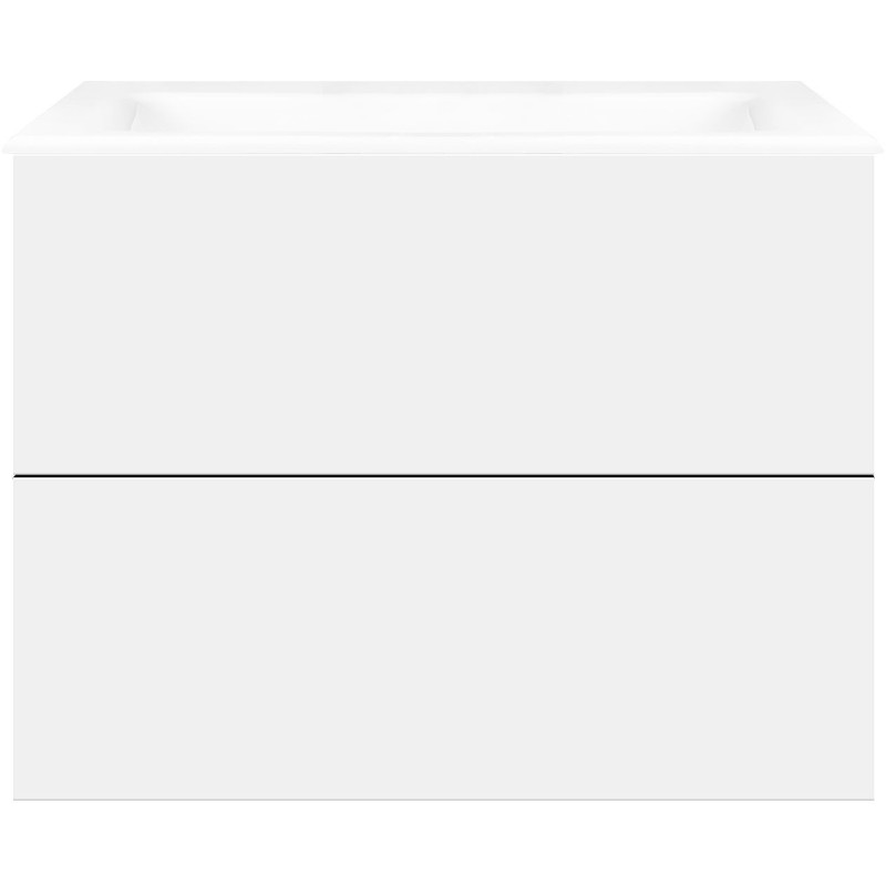 Sous meuble Coffee 2 tiroirs 80 blanc mat +lavabo porcelaine sans trou robinet blanc