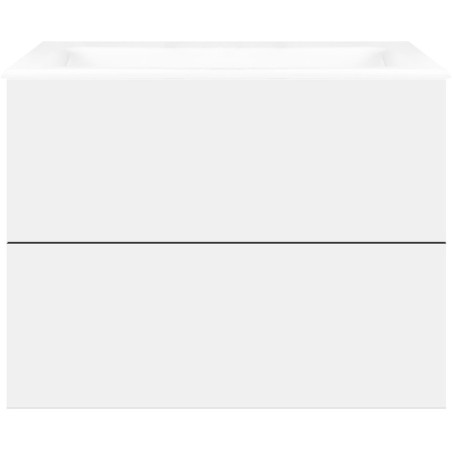 Sous meuble Coffee 2 tiroirs 80 blanc mat +lavabo porcelaine sans trou robinet blanc