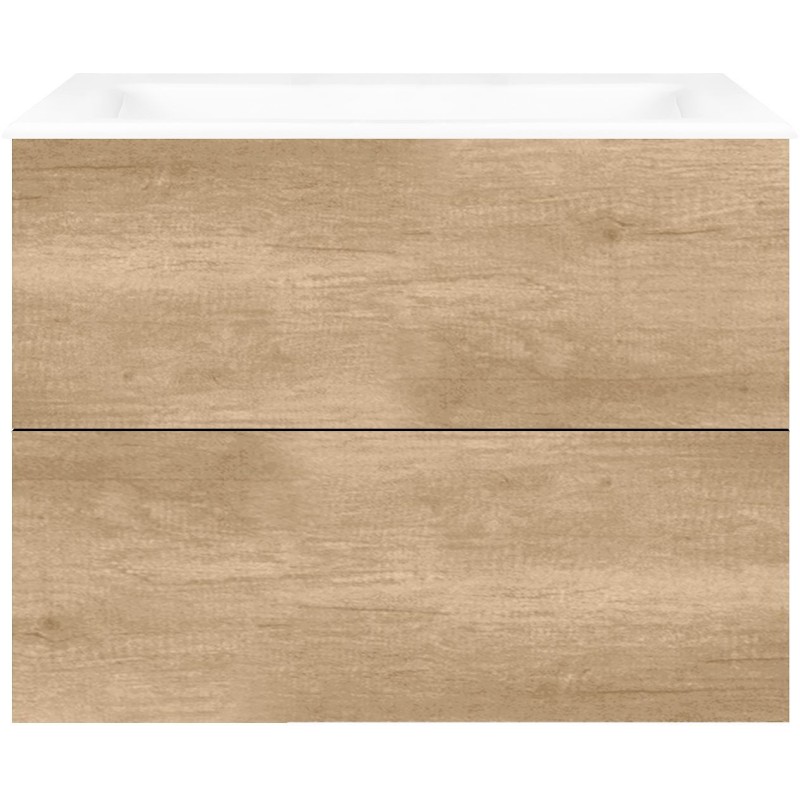 Sous meuble Coffee 2 tiroirs 80 chêne décor cachmire +lavabo porcelaine sans trou robinet blanc