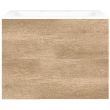 Sous meuble Coffee 2 tiroirs 80 chêne décor cachmire +lavabo porcelaine sans trou robinet blanc