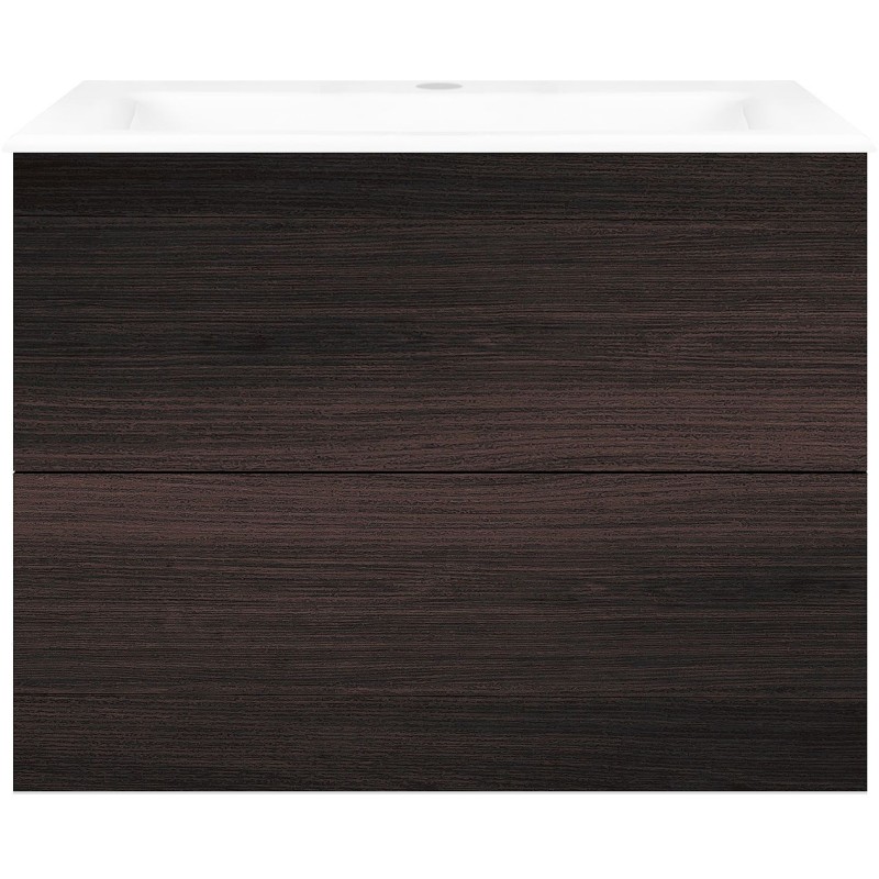 Sous meuble Coffee 2 tiroirs 80 chêne décor mokka +lavabo porcelaine blanc