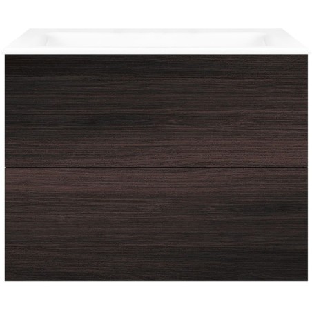 Sous meuble Coffee 2 tiroirs 80 chêne décor mokka +lavabo porcelaine sans trou robinet blanc