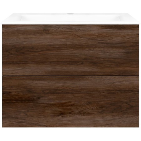 Sous meuble Coffee 2 tiroirs 80 notenlaar décor fluweel +lavabo porcelaine blanc