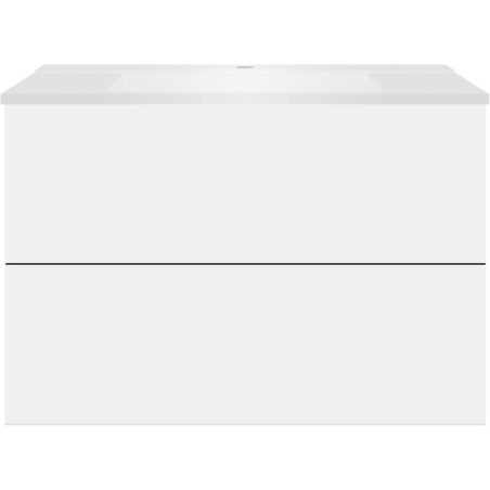 Sous meuble Coffee 2 tiroirs 90 blanc mat+lavabo blanc
