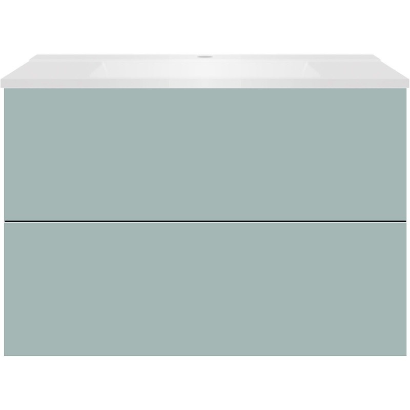 Sous meuble Coffee 2 tiroirs 90 bleu azur doux mat+lavabo blanc